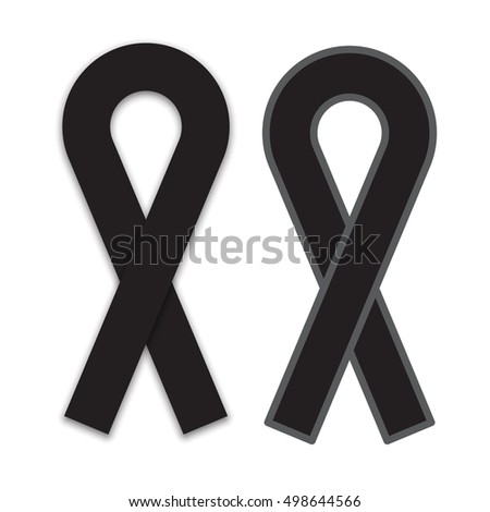 black ribbon mourning and melanoma symbol isolated on white background vector illustration