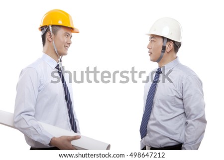 Two engineer Wearing a safety helmet