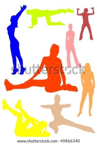 Illustration of some colored women doing gymnastics