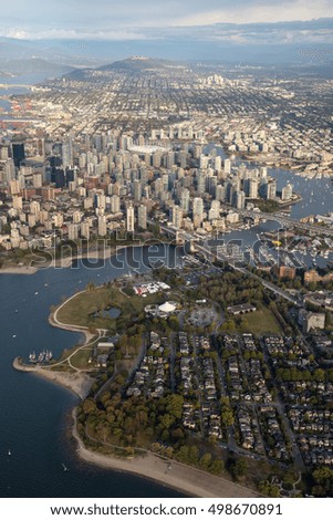 Aerial photo of Downtown Vancouver, British Columbia, Canada.