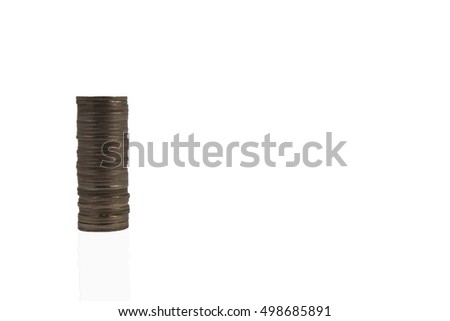 A pile of Malaysia Ringgit coins isolated white background