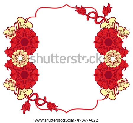 Beautiful frame with abstract flowers. Design element for advertisements, flyer, web, wedding, invitations and greeting cards. Vector clip art.