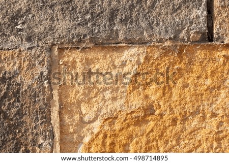 Historical wall of sandstone. Details of sand stone texture