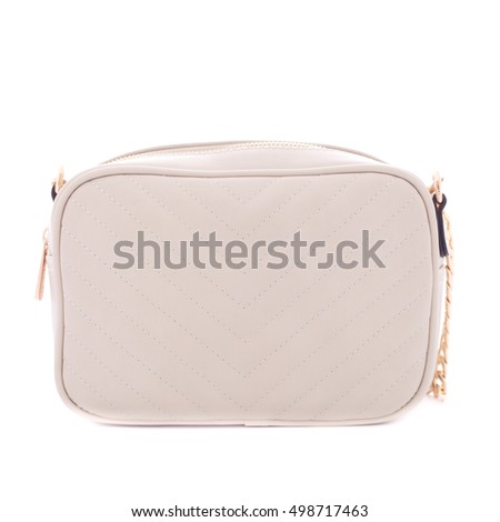 female fashion beige hand bag isolated background