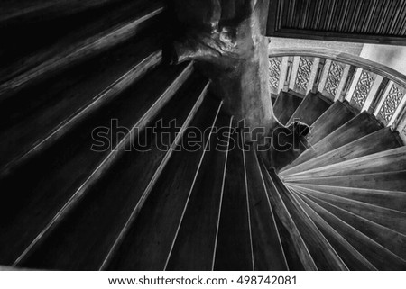 black-white circle wood stair background in the church