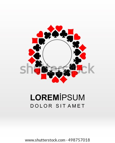 Simple logo design with symbols of playing cards. Includes: spade, heart, diamond and club symbols.