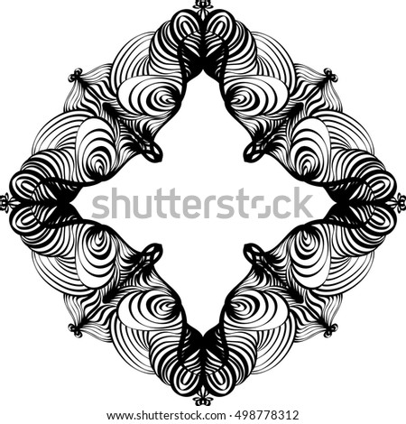 Black abstract doodle decorative frame. Vector element for design.
