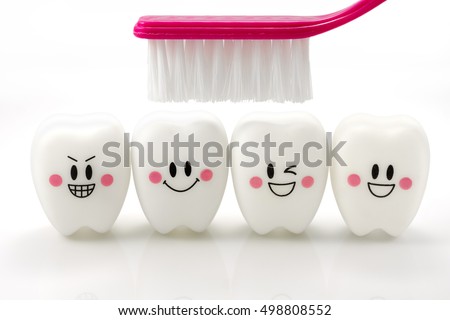 Toys teeth in a smiling mood isolated on white background with clipping path Royalty-Free Stock Photo #498808552