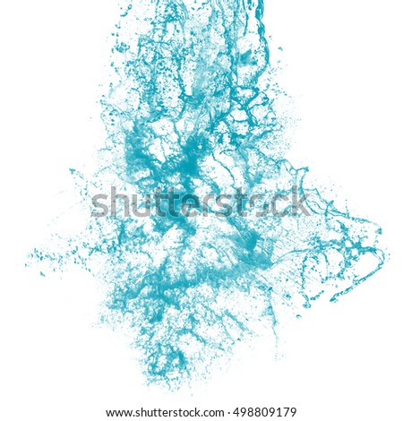 splash of ink isolated on white background. blue splash close-up. blue water splash. oil splash. water spray with drops isolated.