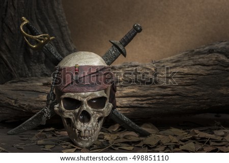 Pirate skull with two swords still life style