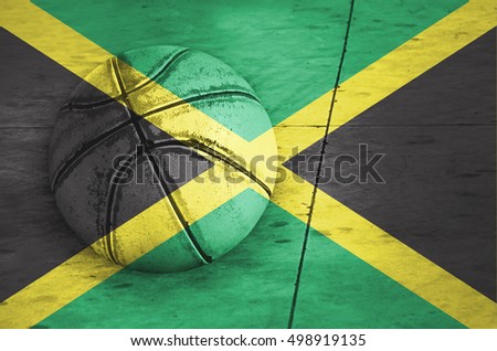 Flag of Jamaica, backgrounds, textures, basketball ball