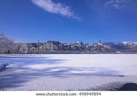 kusharo lake winter landscape