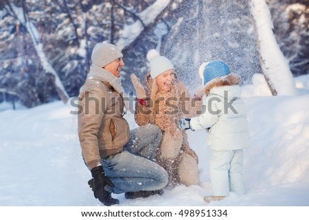 Family fun in a winter park