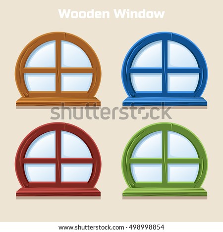 Cartoon Wooden round Colorful Window, Home Interior, similar JPG copy