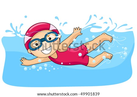 Boy swimming - Vector