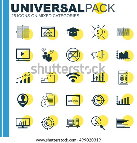 Set Of 25 Universal Editable Icons For SEO, Marketing And Computer Hardware Topics. Includes Icons Such As Report, Keyword Marketing, Successful Investment And More.