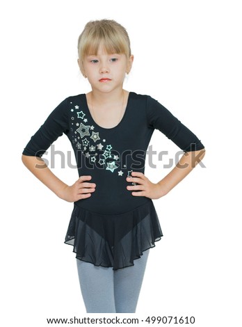 beautiful little girl in costume for the dance. isolated on white background.