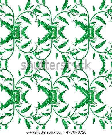 Seamless pattern with green leaves of trees on a white background. It can be use for web site design. Vector illustration