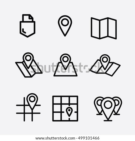 Maps Pin icon. Navigation icons set. Brochure map Royalty-Free Stock Photo #499101466