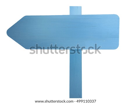 Blue wooden signboard on white background