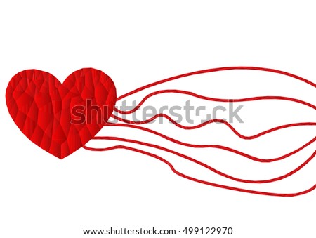 polygon red heart icon with white background, vector, illustration, copy space for text, valentine day, A4 size, cover paper
