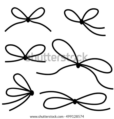 Vector illustrations of silhouette image of thread bow set Royalty-Free Stock Photo #499128574
