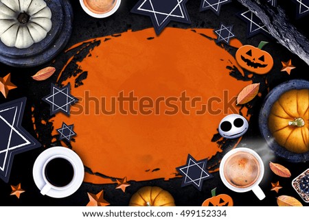 halloween holiday concept top view. over light and high contrast. dark tone