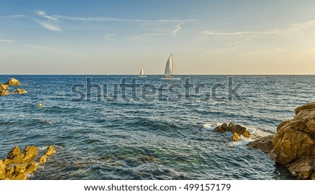 Seascape in Lloret de Mar, Costa Brava, Catalonia, Spain.