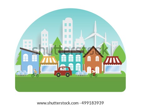 Infographic green ecology city and Renewable energy  friendly concept. Vector 

flat illustrations
