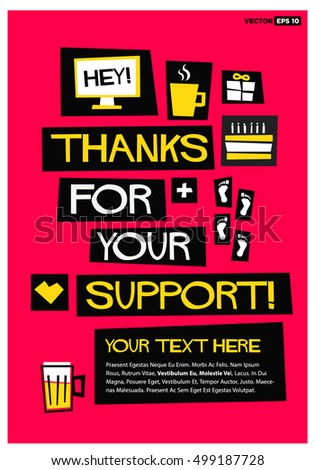 Thanks For Your Support! (Vector Illustration Design Template For Social Networks Thanking a Large Number of Subscribers or Likes Quote Poster Design)
