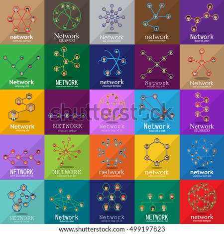 People Network Icons Set - Isolated On Mosaic Background - Vector Illustration, Graphic Design. For Web,Websites,App, Print,Presentation Templates,Mobile Applications And Promotional Materials
