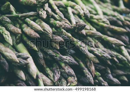 Asparagus on sale at one of the markets in Italy. Toned picture