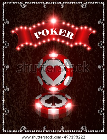 Vector casino poker chips, template for design backgrounds and banners.