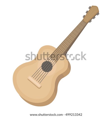 Acoustic guitar icon in cartoon style isolated on white background. Musical instruments symbol stock vector illustration