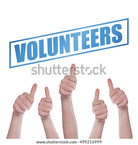 Thumbs up for volunteering concept, hands approving and supporting volunteers Royalty-Free Stock Photo #499216999