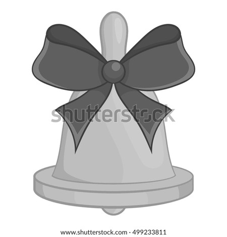 Bell with bow icon in black monochrome style isolated on white background. Ring symbol  illustration