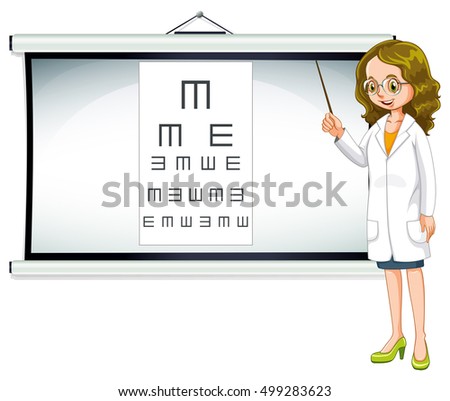 Eye doctor and reading chart illustration
