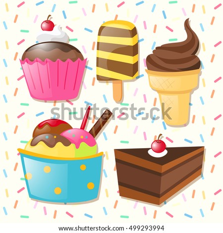 Different types of sweets illustration