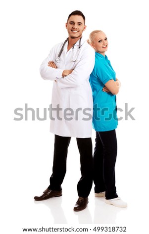 Smile young female and male doctors