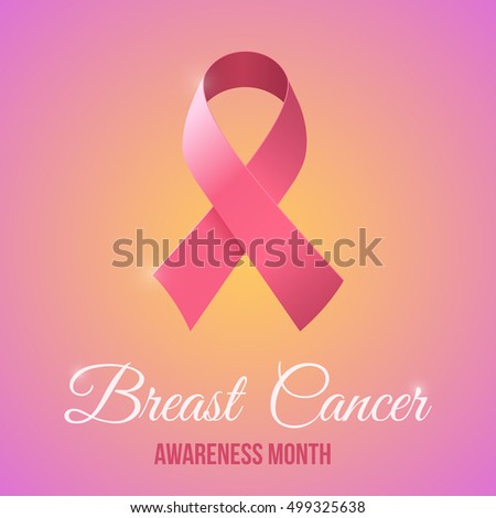 Breast Cancer Awareness .Realistic pink ribbon.Vector illustration.
