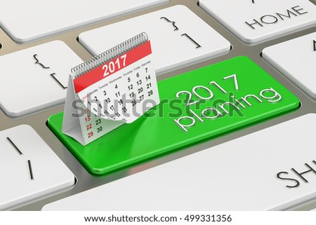 2017 planning concept on the keyboard, 3D rendering