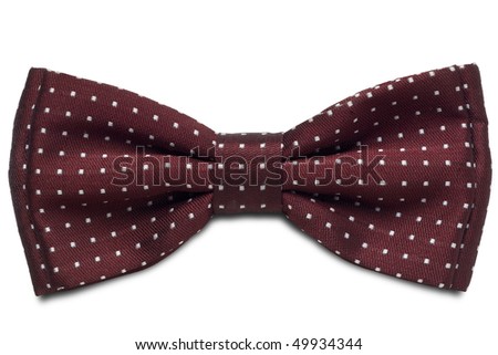 a red dotted bow-tie on white with clipping path Royalty-Free Stock Photo #49934344
