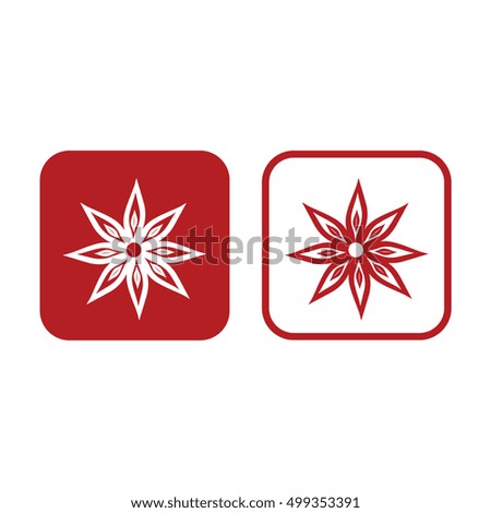 Flower icon vector illustration. Red and white