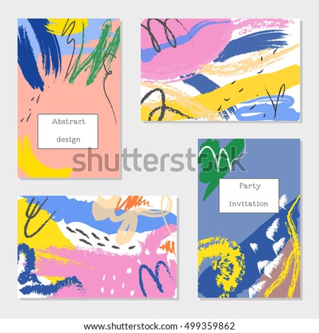 Set of universal cards and invitations, abstract modern style. Design for poster, card, invitation, placard, brochure, flyer. 