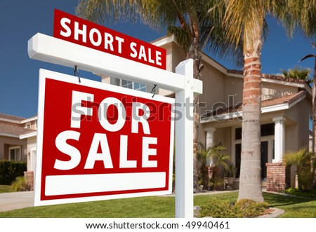 Short Sale Home For Sale Real Estate Sign and House - Left Side.