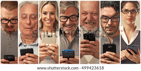 People with smartphone. Royalty-Free Stock Photo #499423618
