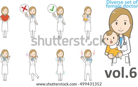 Diverse set of female doctor , EPS10 vector format vol.6