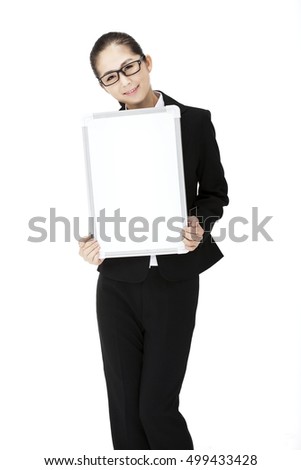 Business lady with white board