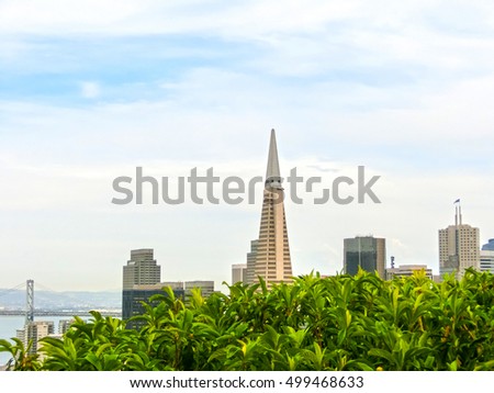 San Francisco Cityscape with Downtown Skyscrapers in a Distance, California, USA