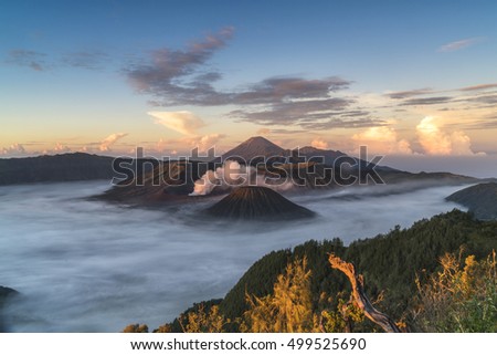 Bromo volcano with sunrise,Tengger Semeru National Park, East Java, Indonesia